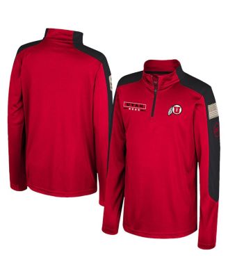 Colosseum - Big Boys and Girls Red Utah Utes OHT Military Appreciation Cyclone Quarter-Zip Windshirt Jacket