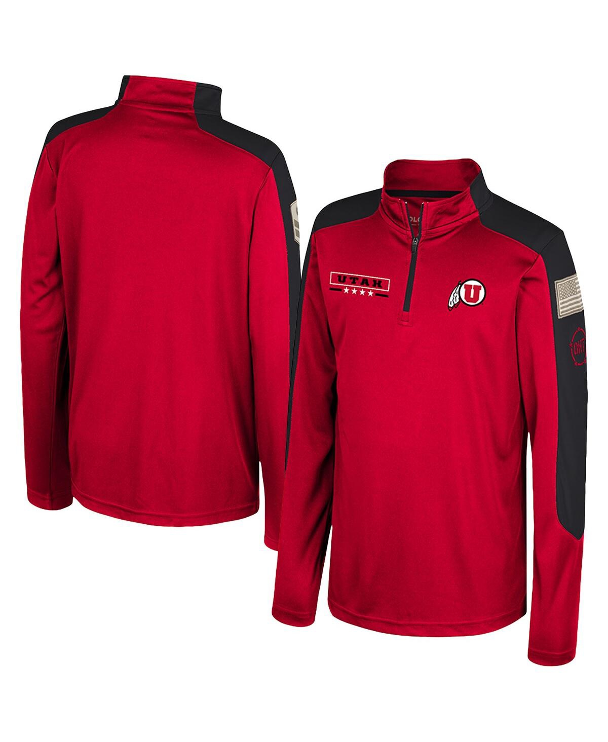 Colosseum Big Boys And Girls Red Utah Utes Oht Military Appreciation Cyclone Quarter-zip Windshirt Jacket In Red