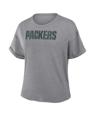 Women's Heather Gray Green Bay Packers Swing Pass Tri-Blend Boxy T-Shirt