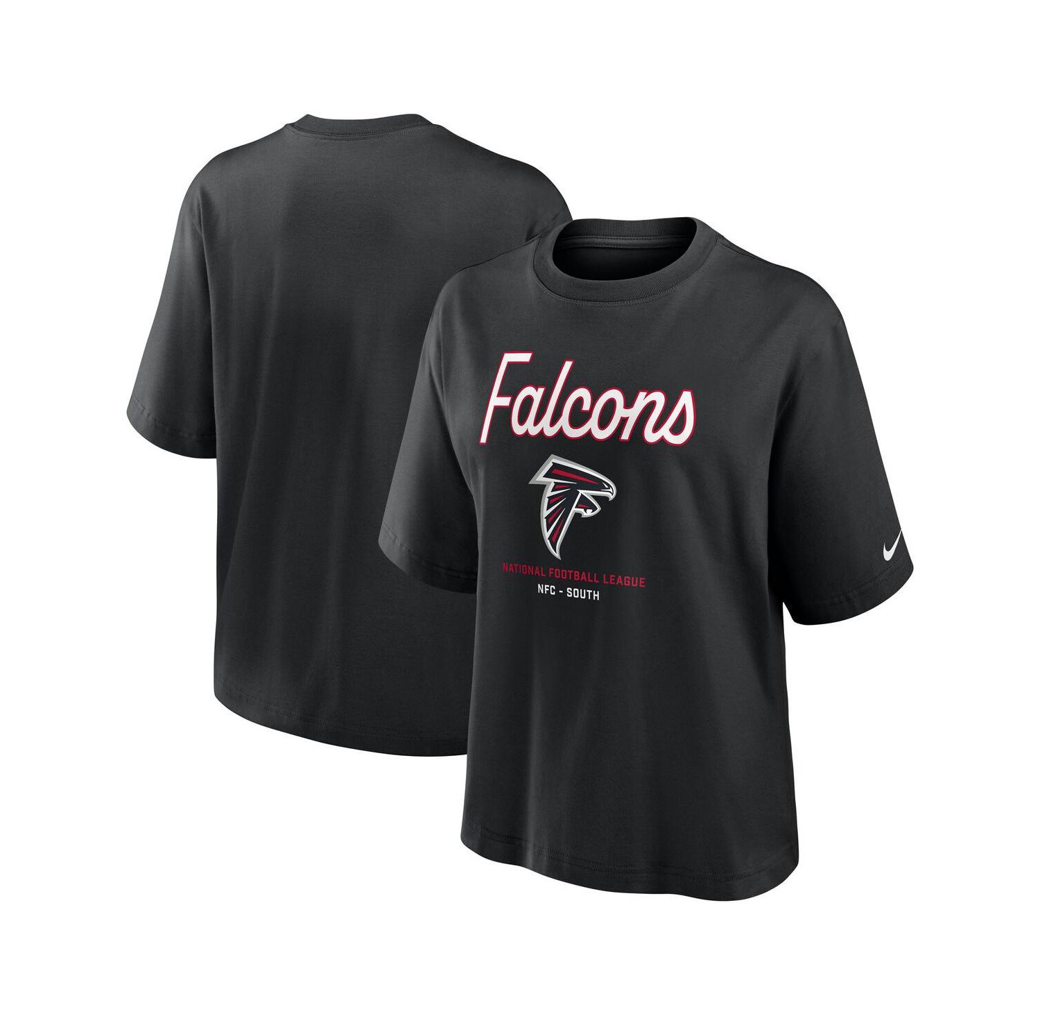 Women's Black Atlanta Falcons Essential Script Relaxed Boxy T-Shirt