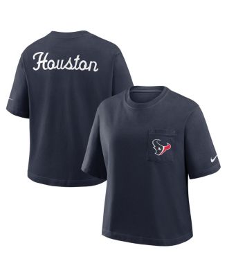 Women's Navy Houston Texans Rewind Pocket Boxy T-Shirt