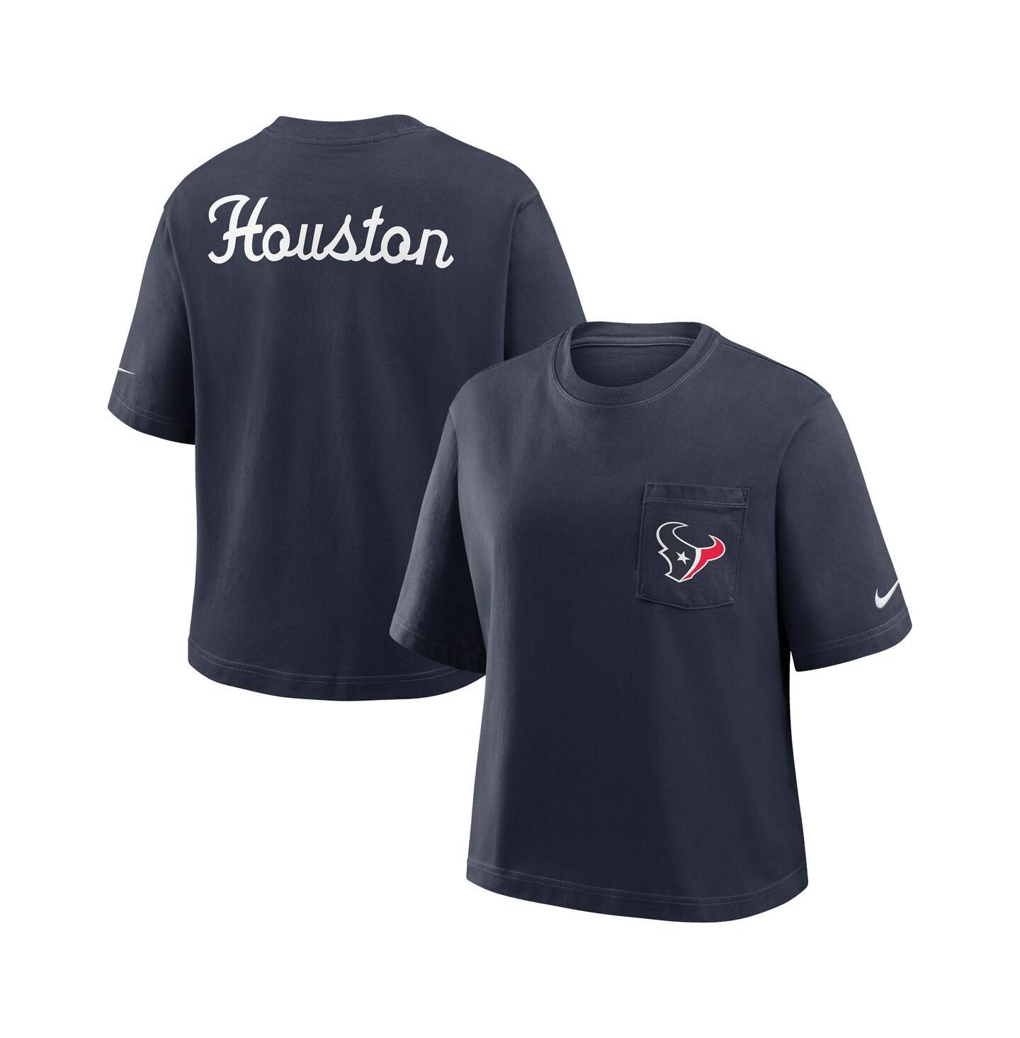 Женская футболка Nike Navy Houston Texans Rewind Pocket Boxy — фото 4