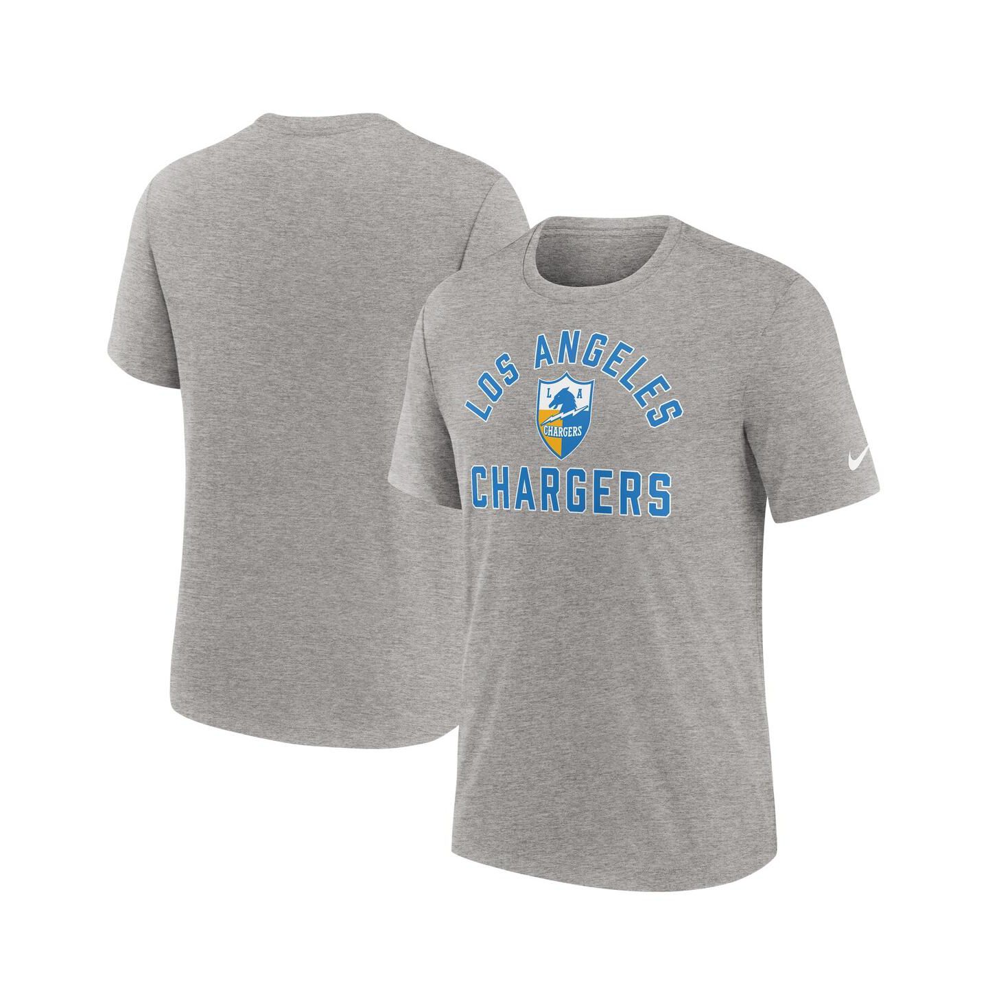 Мужская футболка Nike Heather Gray Los Angeles Chargers Favorable Timeline Tri-Blend — фото 1