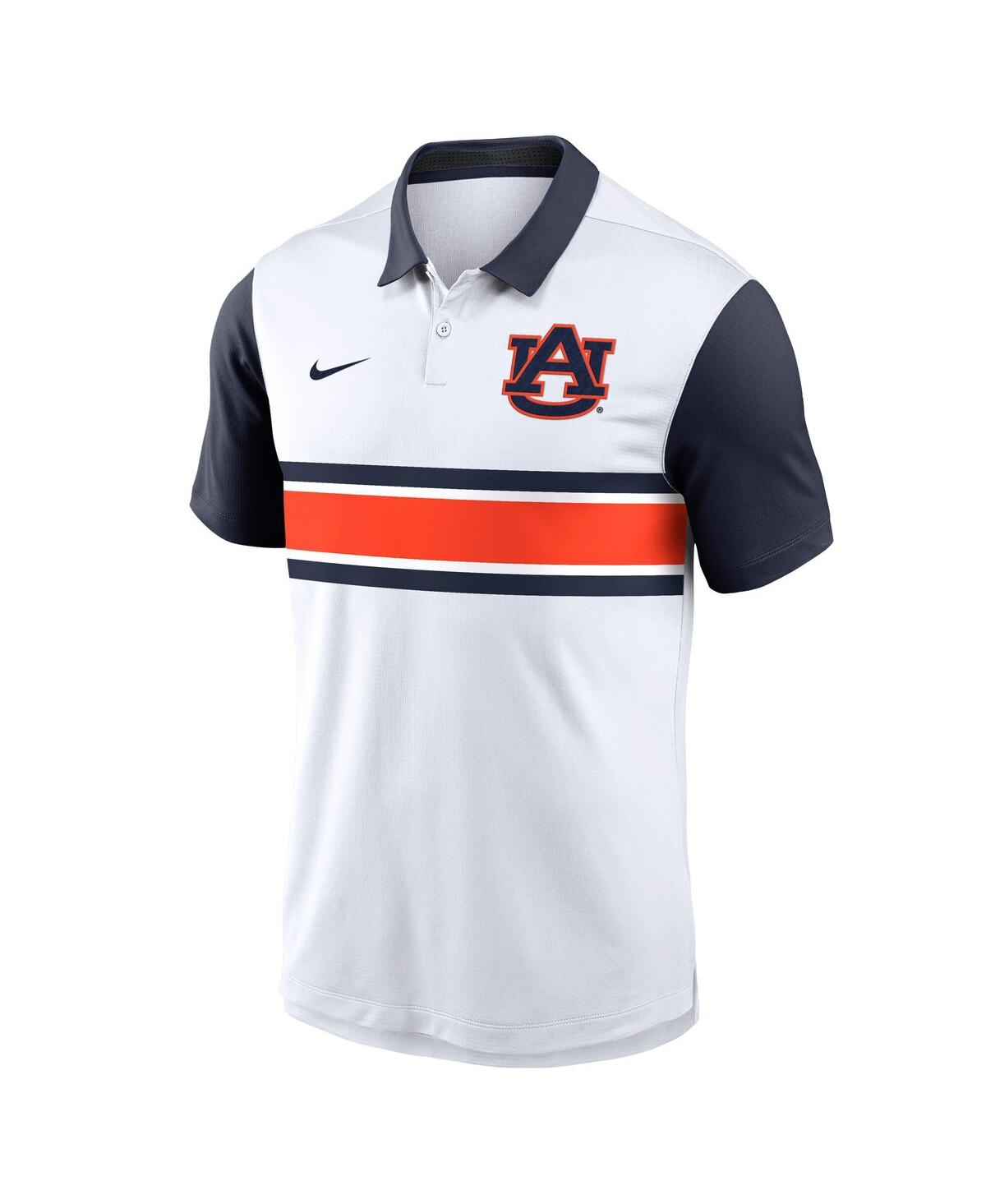 Nike Men's White/navy Auburn Tigers Primetime Campus Pattern Vapor Performance Polo Shirt In White