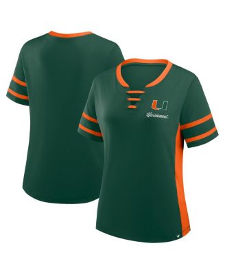 Fanatics - Women's Green/Orange Miami Hurricanes Be Fearless Athena Lace-Up T-Shirt