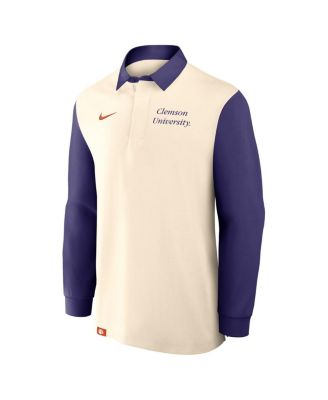 Men's Tan/Purple Clemson Tigers Rugby Long Sleeve Shirt