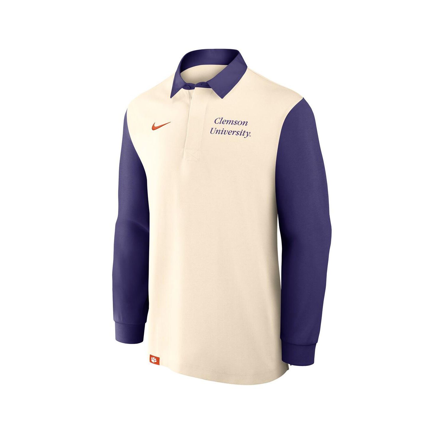 Men's Tan/Purple Clemson Tigers Rugby Long Sleeve Shirt