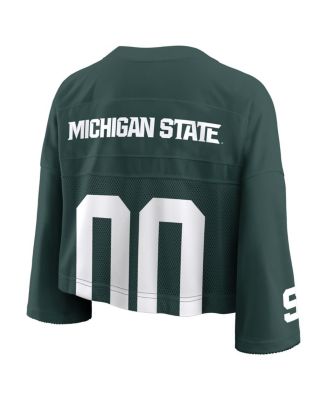 Women's Green Michigan State Spartans Cropped Mesh Fashion Jersey
