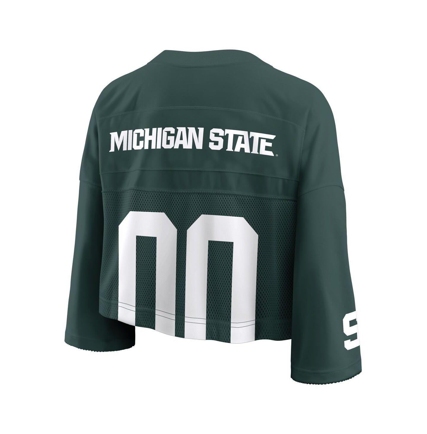 Женское джерси Nike Women's Green Michigan State Spartans Cropped Mesh Fashion Jersey — фото 3