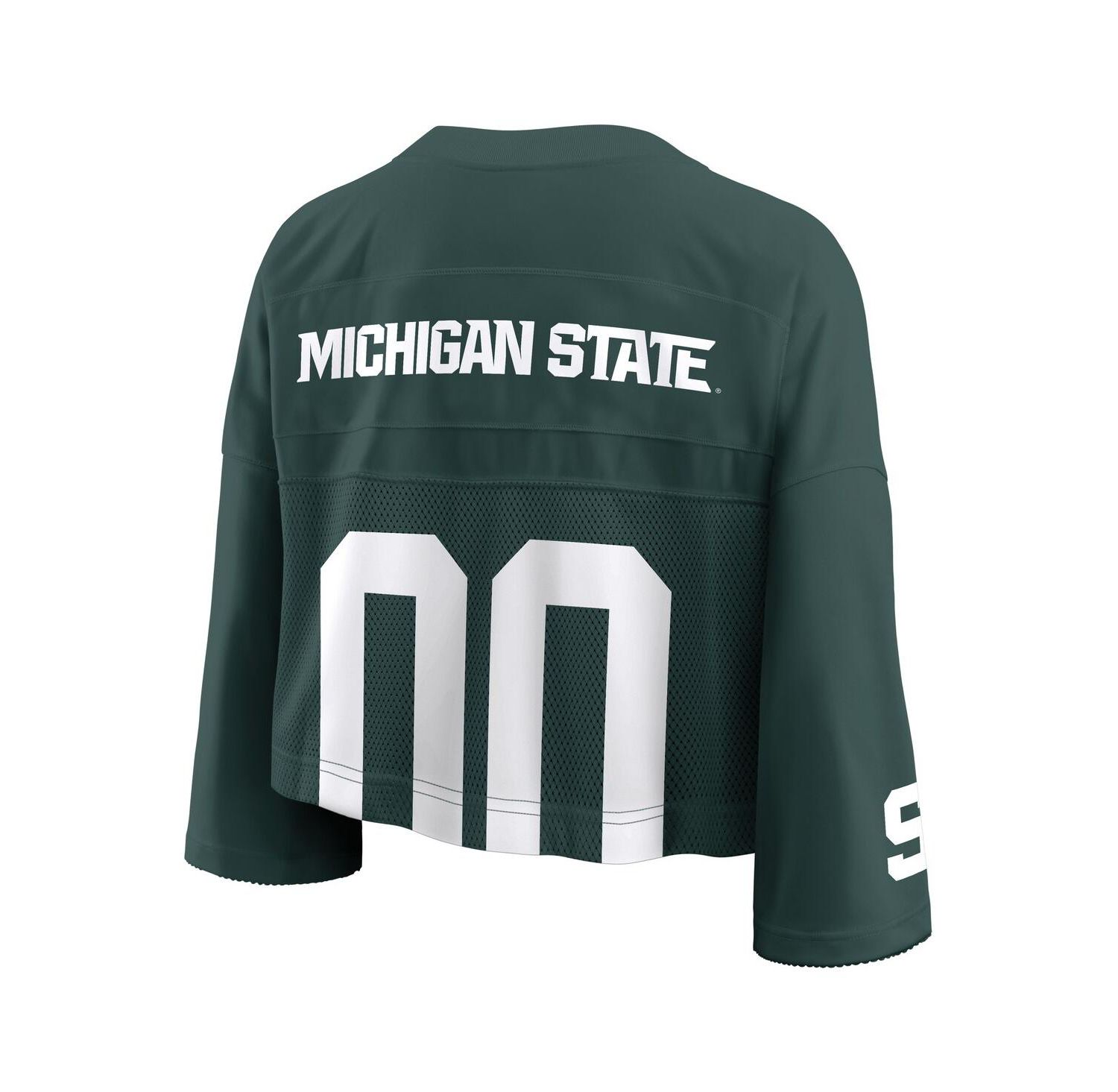 Women's Green Michigan State Spartans Cropped Mesh Fashion Jersey