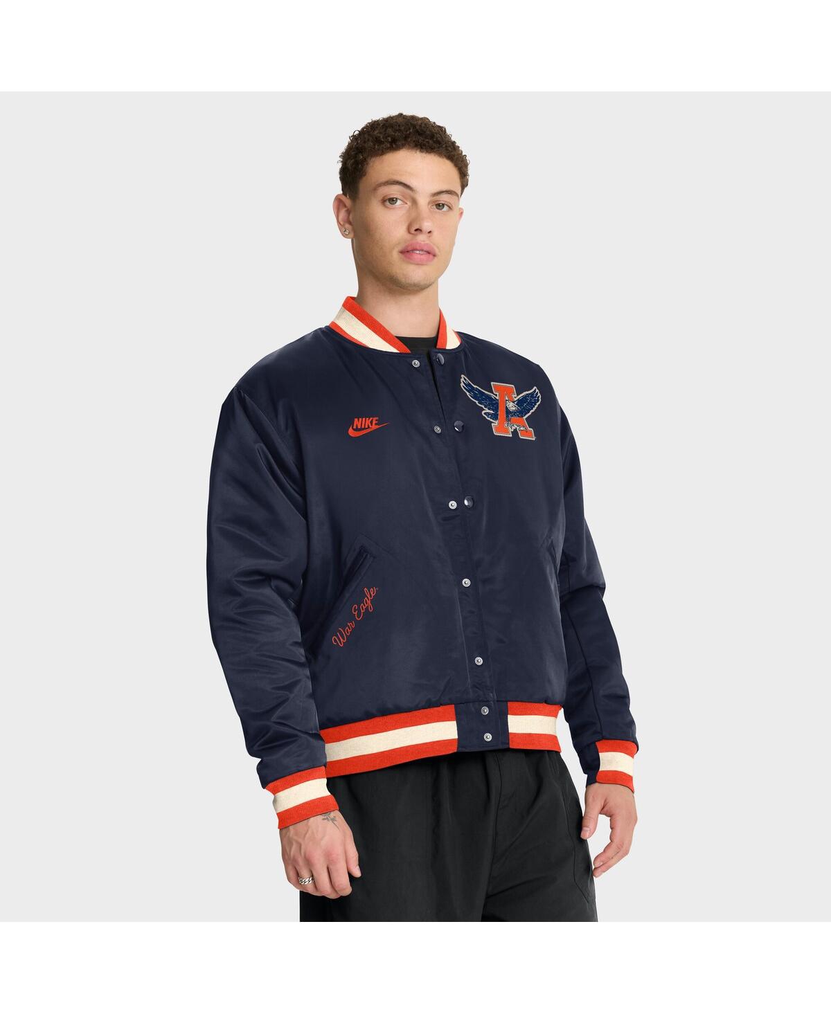 Nike Auburn Legacy  Men's College Full-snap Bomber Jacket In Blue