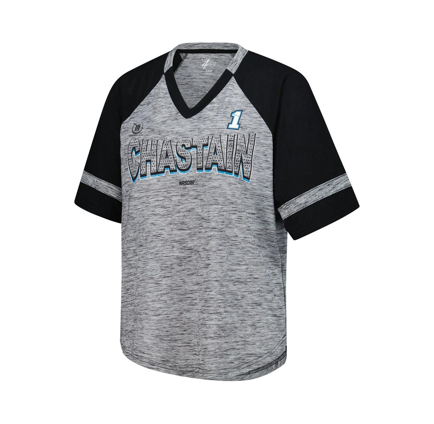 Women's Heather Gray Ross Chastain Hall of Fame Oversized Raglan V-Neck T-Shirt