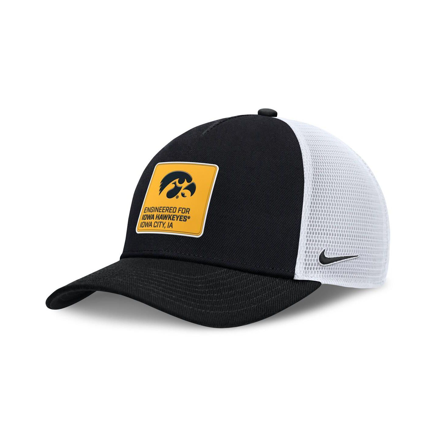 Мужская кепка Nike Black/White Iowa Hawkeyes 2025 On-Field Rise Engineered Trucker Adjustable Hat — фото 1