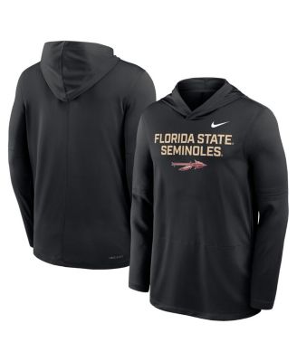 Men's Black Florida State Seminoles 2025 Sideline Performance Long Sleeve Hoodie T-Shirt