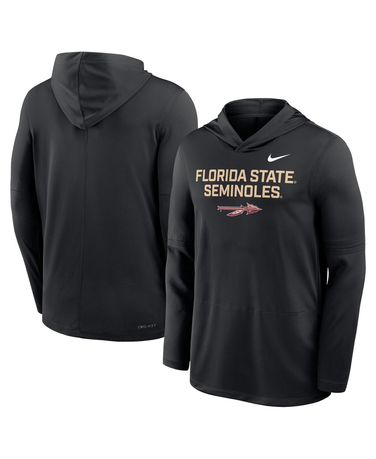 Nike Men's Black Florida State Seminoles 2025 Sideline Performance Long Sleeve Hoodie T-shirt In Black