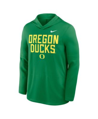 Men's Green Oregon Ducks 2025 Sideline Performance Long Sleeve Hoodie T-Shirt