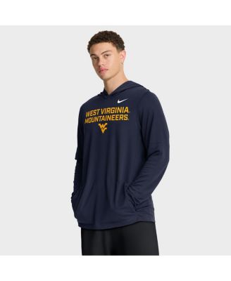 Nike - Men's Navy West Virginia Mountaineers 2025 Sideline Performance Long Sleeve Hoodie T-Shirt