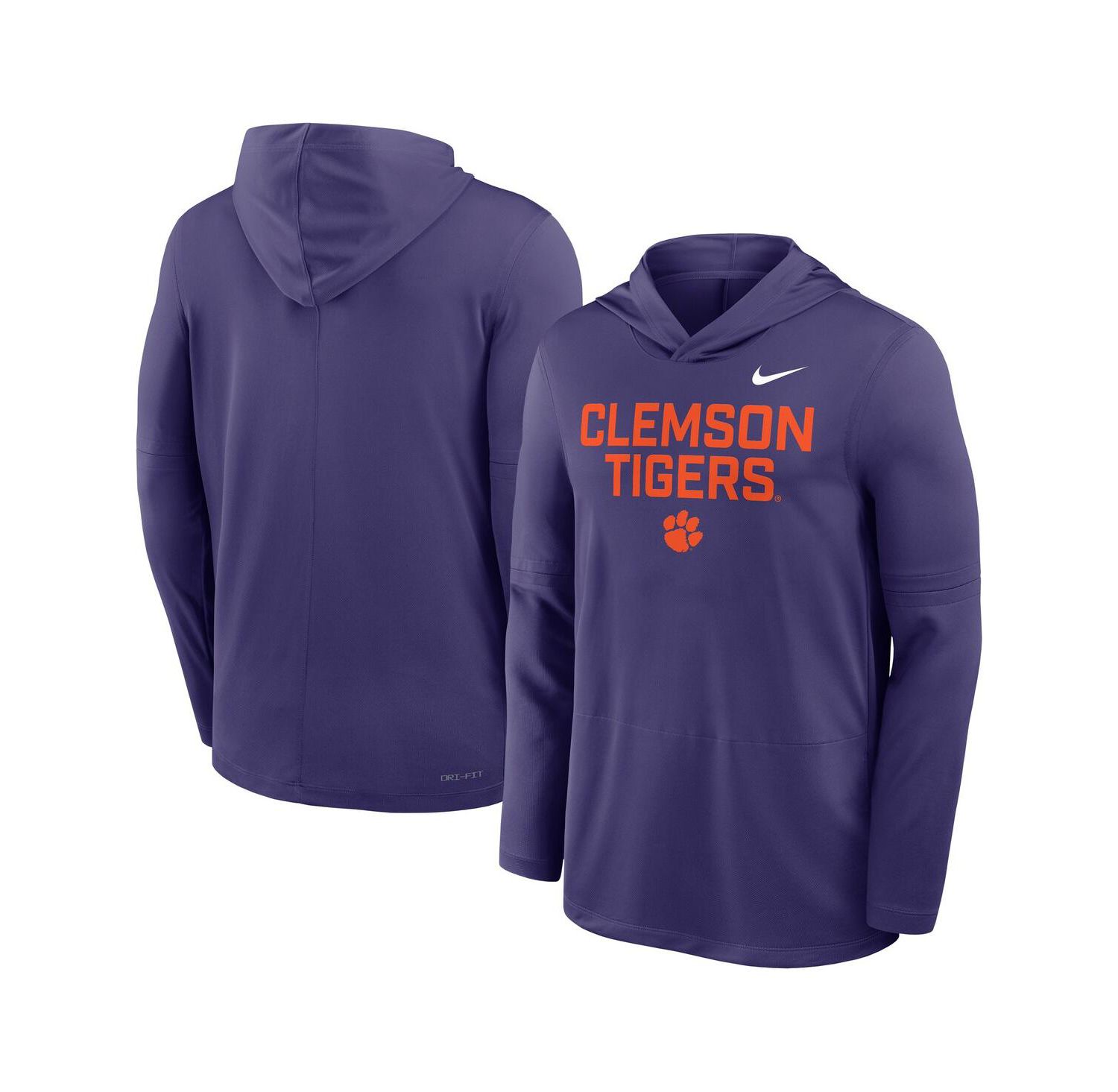 Men's Purple Clemson Tigers 2025 Sideline Performance Long Sleeve Hoodie T-Shirt