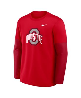 Men's Scarlet Ohio State Buckeyes 2025 Sideline Coach Performance Long Sleeve T-Shirt