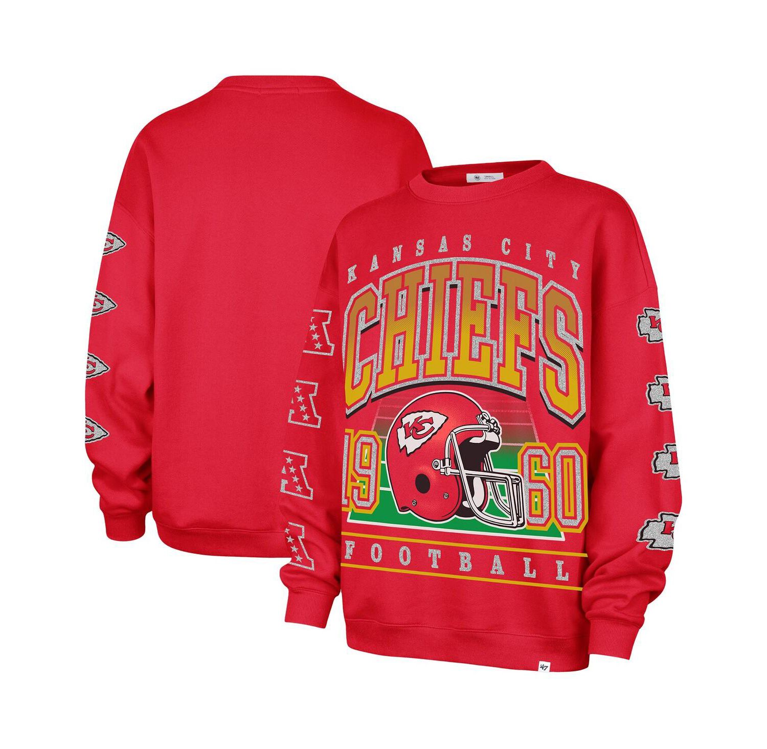Women's Red Kansas City Chiefs Go Big Oversized Pullover Sweatshirt