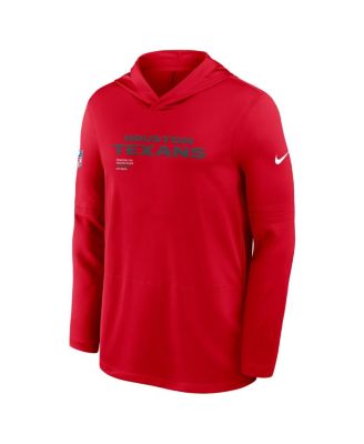 Men's Red Houston Texans Sideline Pure Fury Performance Long Sleeve Hoodie T-Shirt