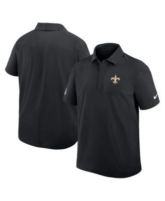 Men's Black New Orleans Saints Sideline City Pride Woven Performance Polo Shirt