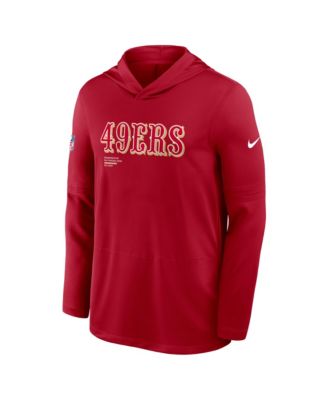 Men's Scarlet San Francisco 49ers Big Tall Sideline Performance Long Sleeve Hoodie T-Shirt