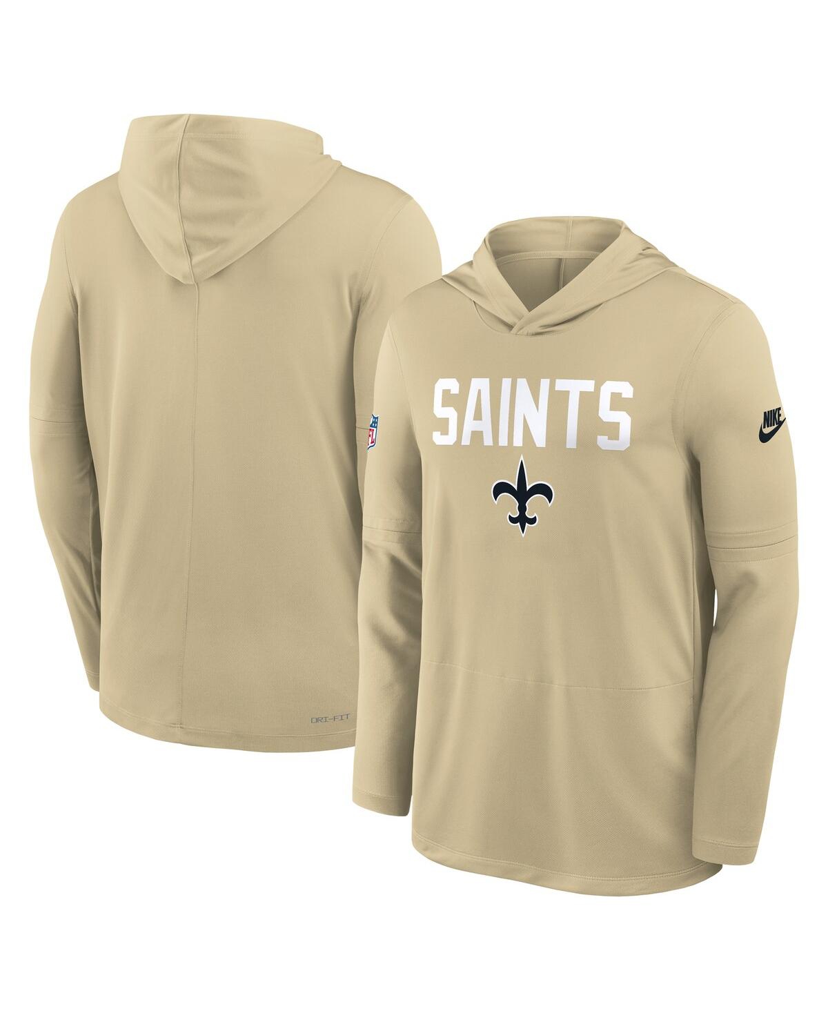 Nike Gold New Orleans Saints Sideline Alt Pack Dri-fit Lightweight Hooded Top In Gold