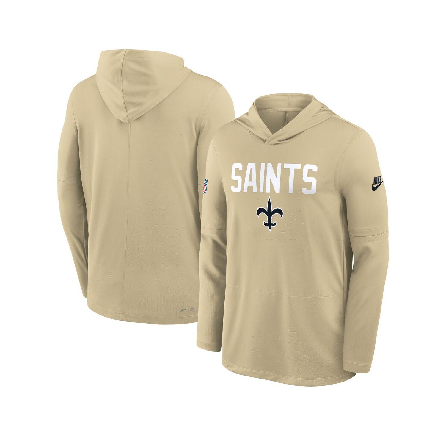 Men's Gold New Orleans Saints Sideline Alt Pack Dri-FIT Lightweight Hooded T-Shirt