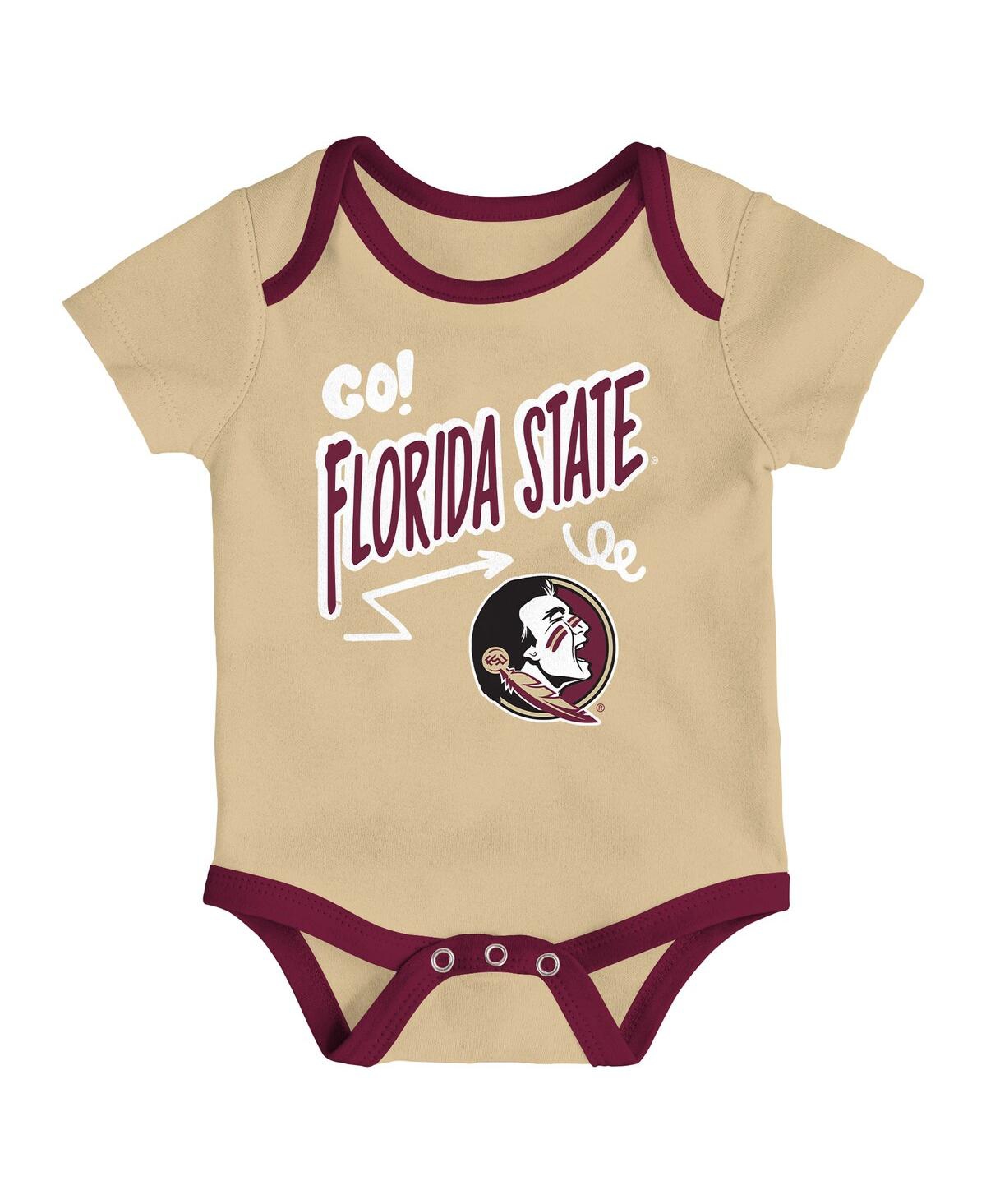 Outerstuff Baby Boys And Girls 3-pack Florida State Seminoles All Day Play Bodysuit Set In Multi