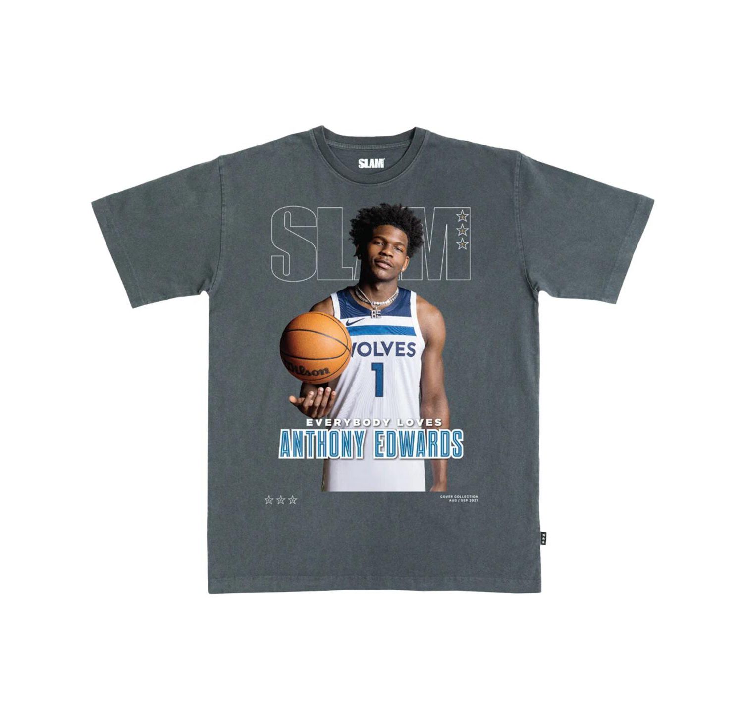 Men's Anthony Edwards Charcoal Minnesota Timberwolves SLAM Cover T-Shirt