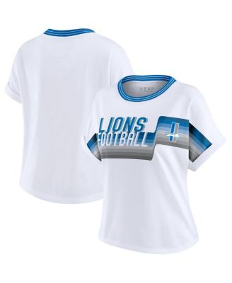 WEAR by Erin Andrews - Women's White Detroit Lions Cropped Center Stripe Dolman T-Shirt
