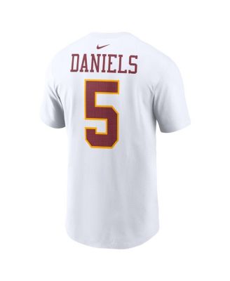 Men's Jayden Daniels White Washington Commanders Player Name Number T-Shirt