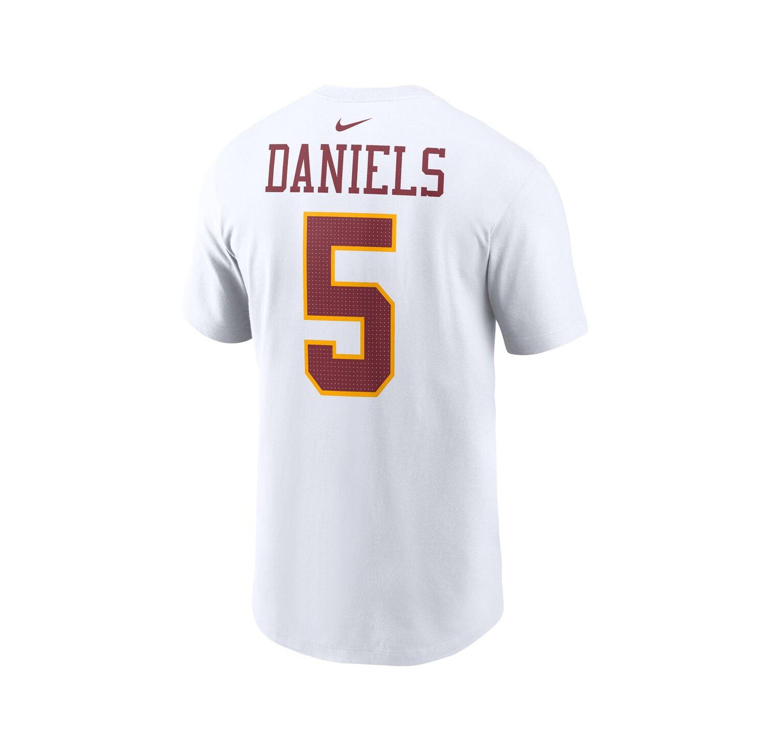 Men's Jayden Daniels White Washington Commanders Player Name & Number T-Shirt