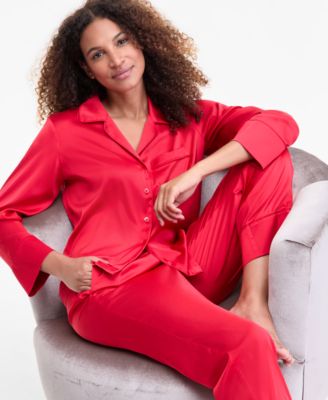 I.N.C. International Concepts - Women's Printed Satin Long Pajama Set