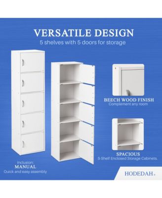 5 Shelf Home and Office Enclosed Organization Storage Cabinet, White