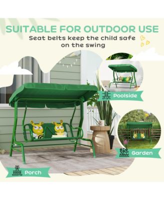 Kids Patio Swing, 2-Seater Outdoor Porch Swing Chair,