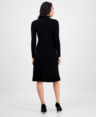 Women's Spread-Collar Long-Sleeve Sweater Dress
