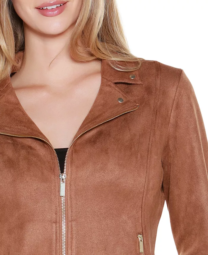 Women's Faux-Suede Moto Jacket - thumbnail 9