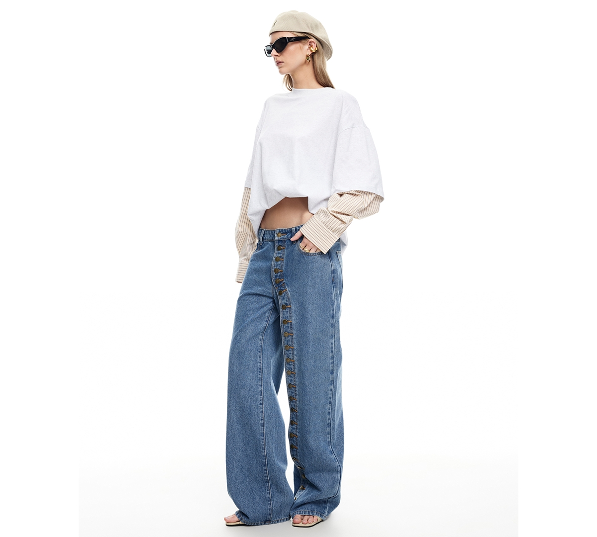 Lioness Women's Button Closure Penny Jeans In Blue