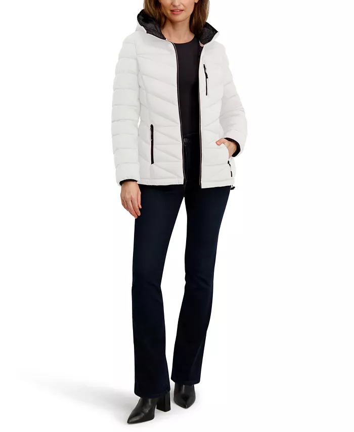 Women's Hooded Zip-Front Puffer Coat