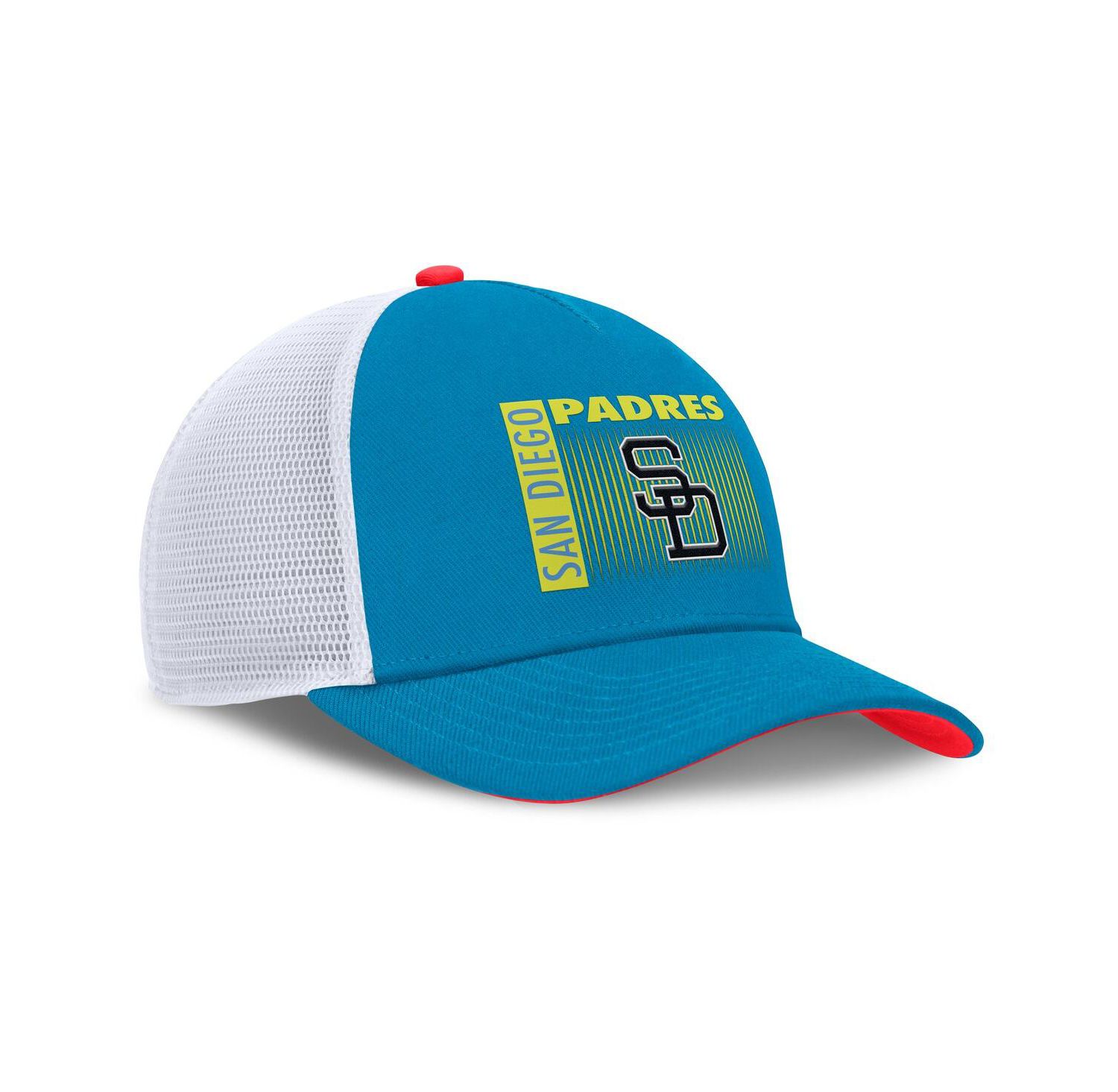 Men's Teal San Diego Padres Neon 90s Rise Structured Performance Adjustable Trucker Hat