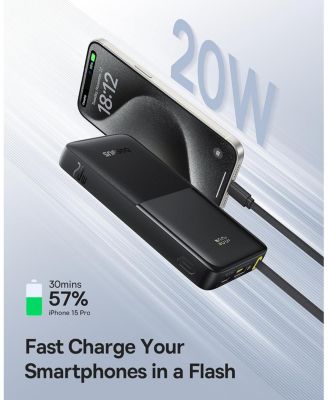 Portable Charger, 20W PD Fast Charging 10000mAh Power Bank, Built-in Braided USB C Cable Battery Pack, Travel Essentials Portable Phone Charger