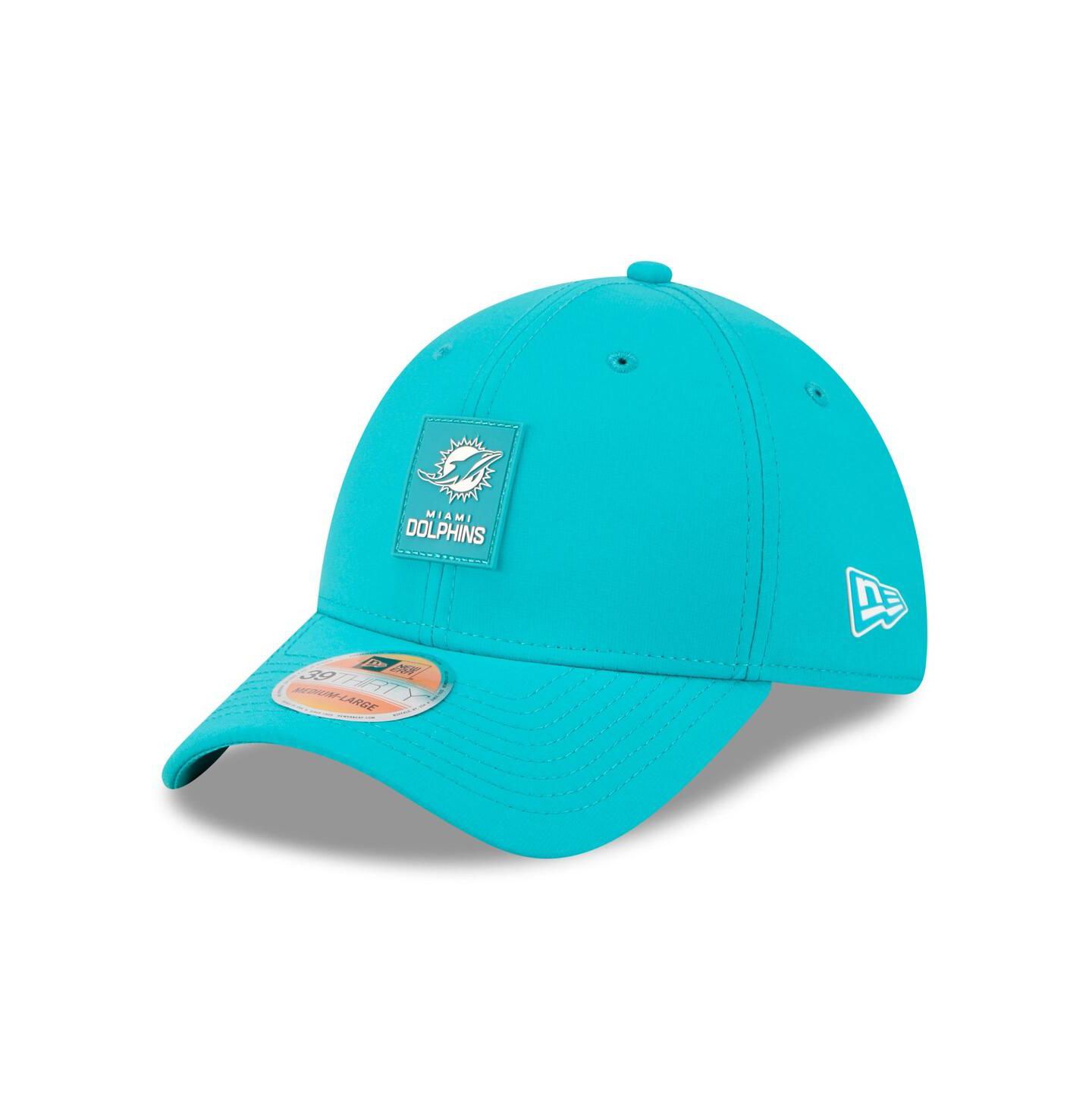 Мужская кепка New Era Aqua Miami Dolphins 2025 Sideline 39THIRTY Flex Hat — фото 1