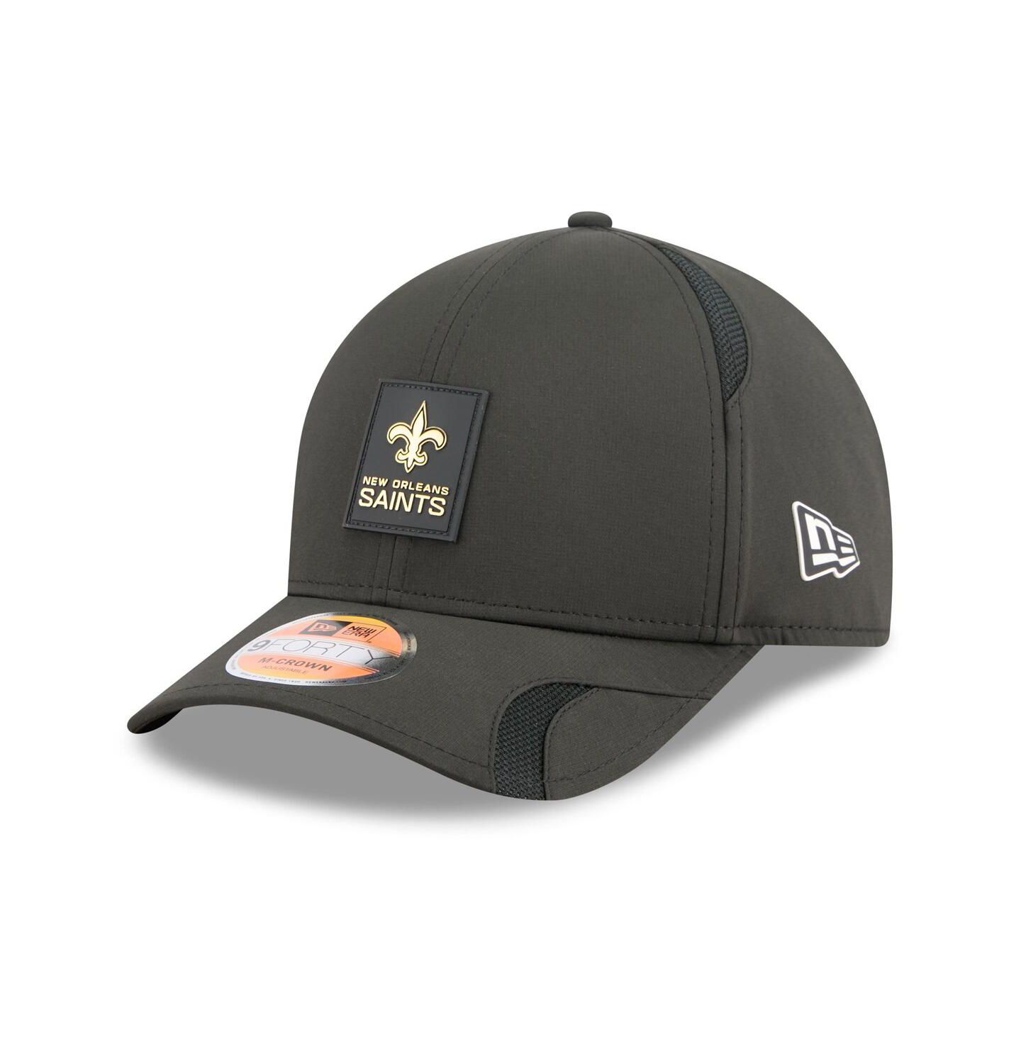 Мужская кепка New Era Black New Orleans Saints 2025 Sideline M-Crown 9FORTY Adjustable Hat — фото 1