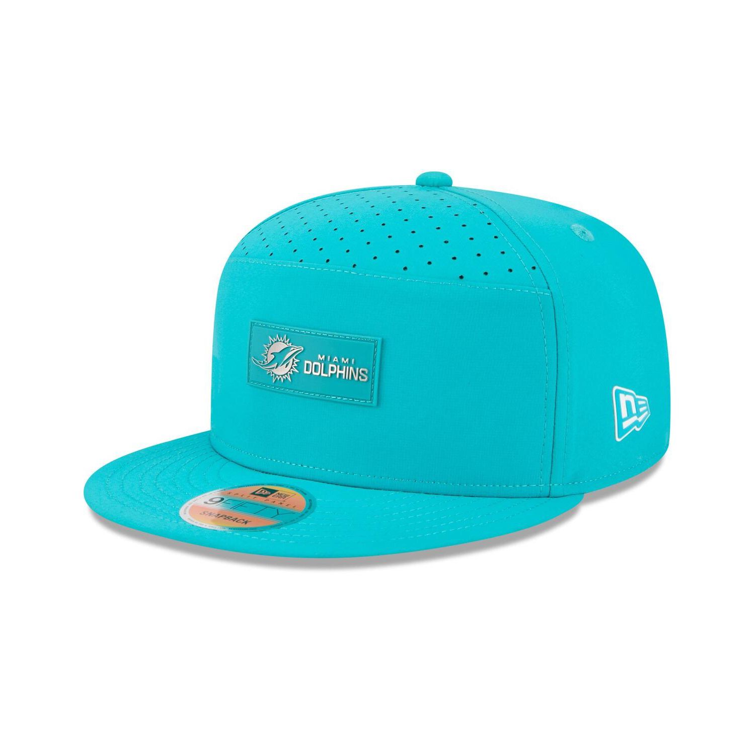 Men's Aqua Miami Dolphins 2025 Sideline Split Panel 9FIFTY Snapback Hat
