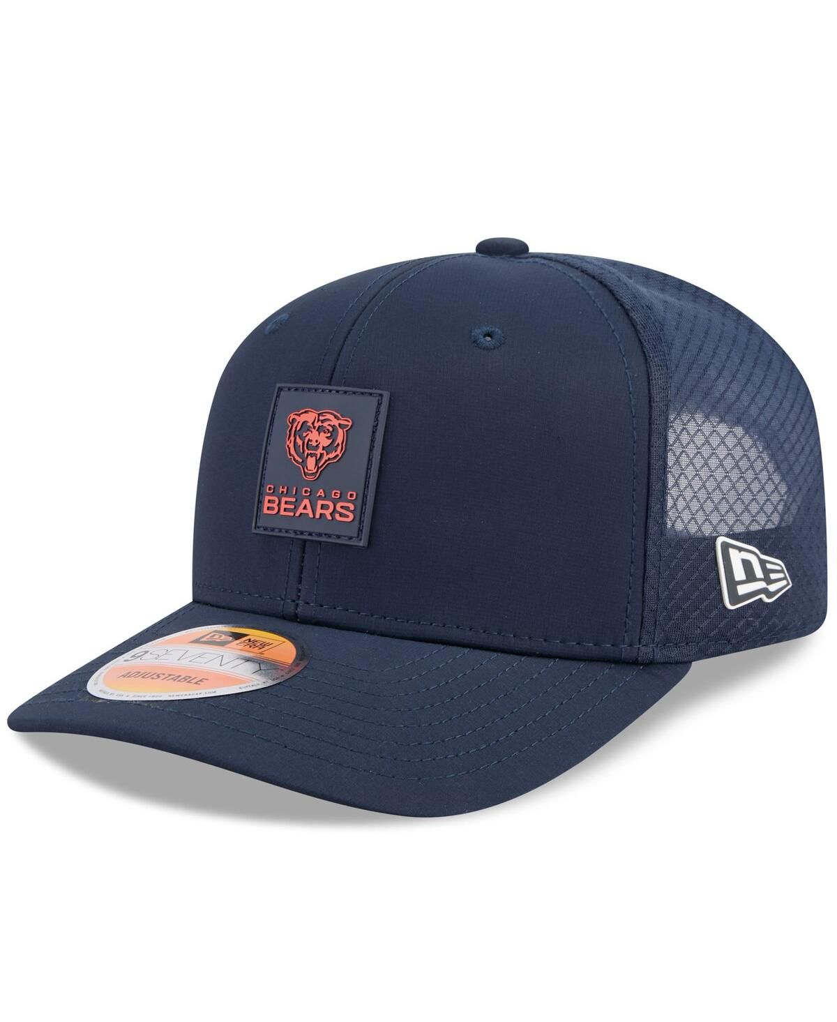 Мужская темно-синяя шляпа дальнобойщика Chicago Bears 2025 Sideline 9SEVENTY с регулируемой посадкой