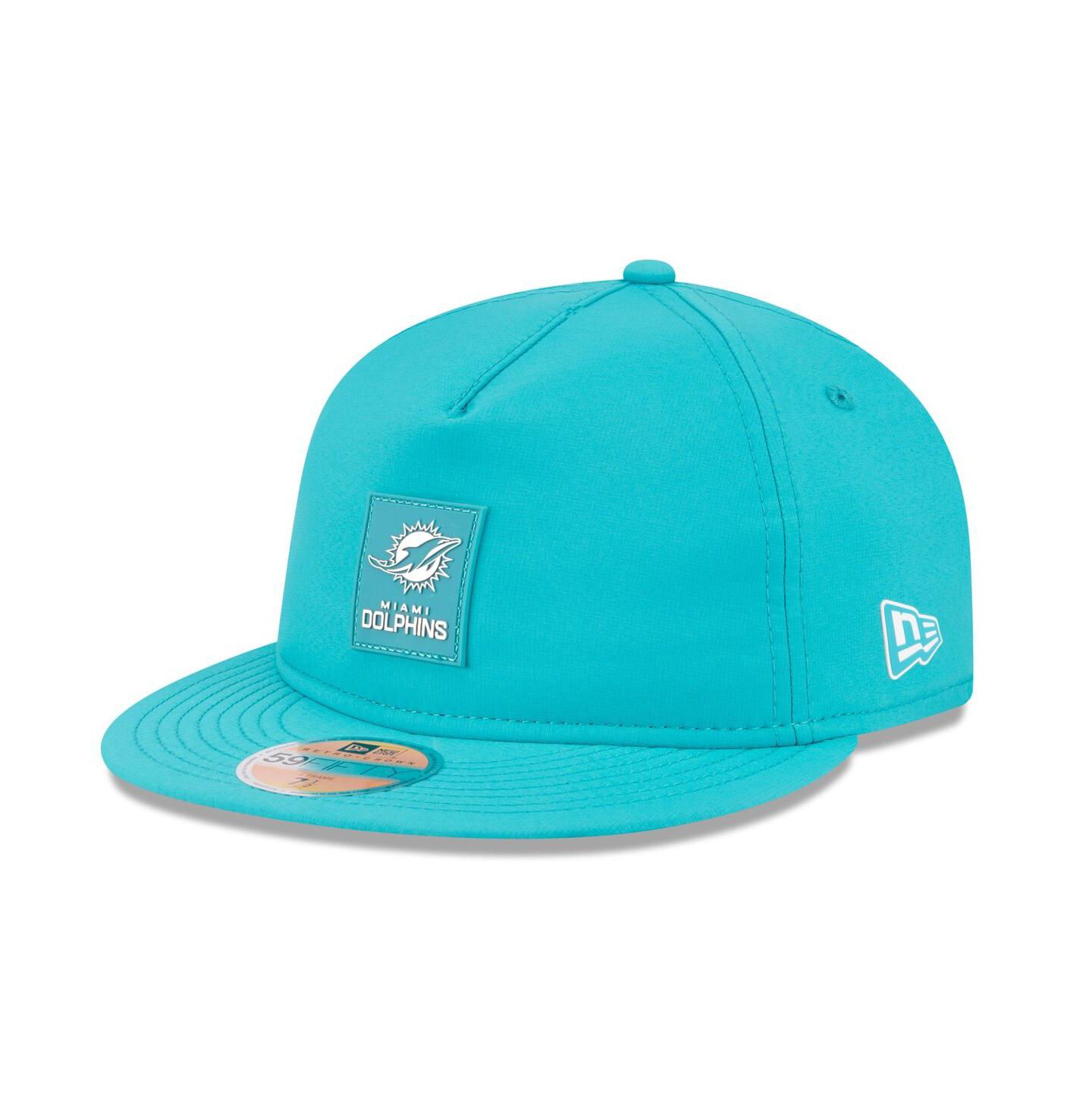 Мужская кепка New Era Aqua Miami Dolphins 2025 Sideline Retro Crown 59FIFTY Fitted Hat — фото 1