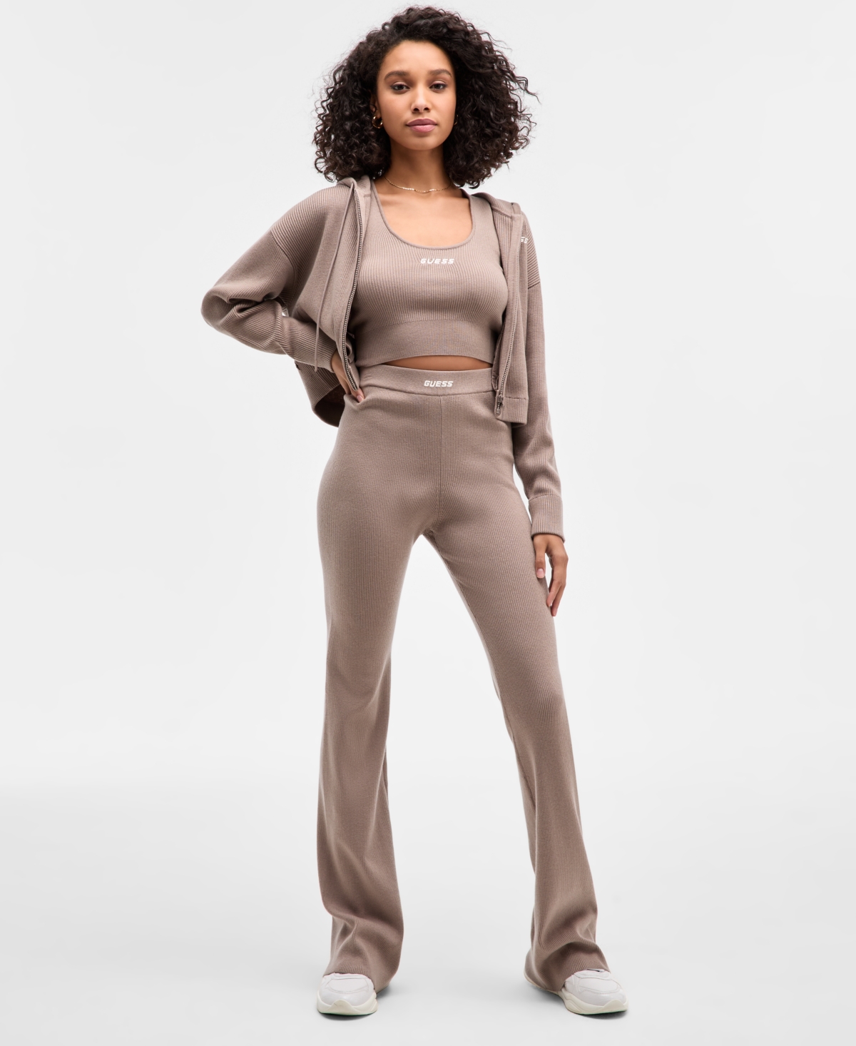 Guess Women's Flaminia Ribbed Sweater Flare Pants In Neutral