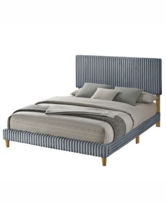 Queen Size Corduroy Velvet Panel Bed